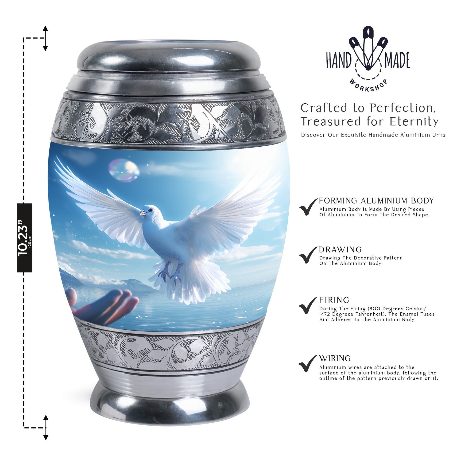 Classic Dove Urn for Human Ashes.