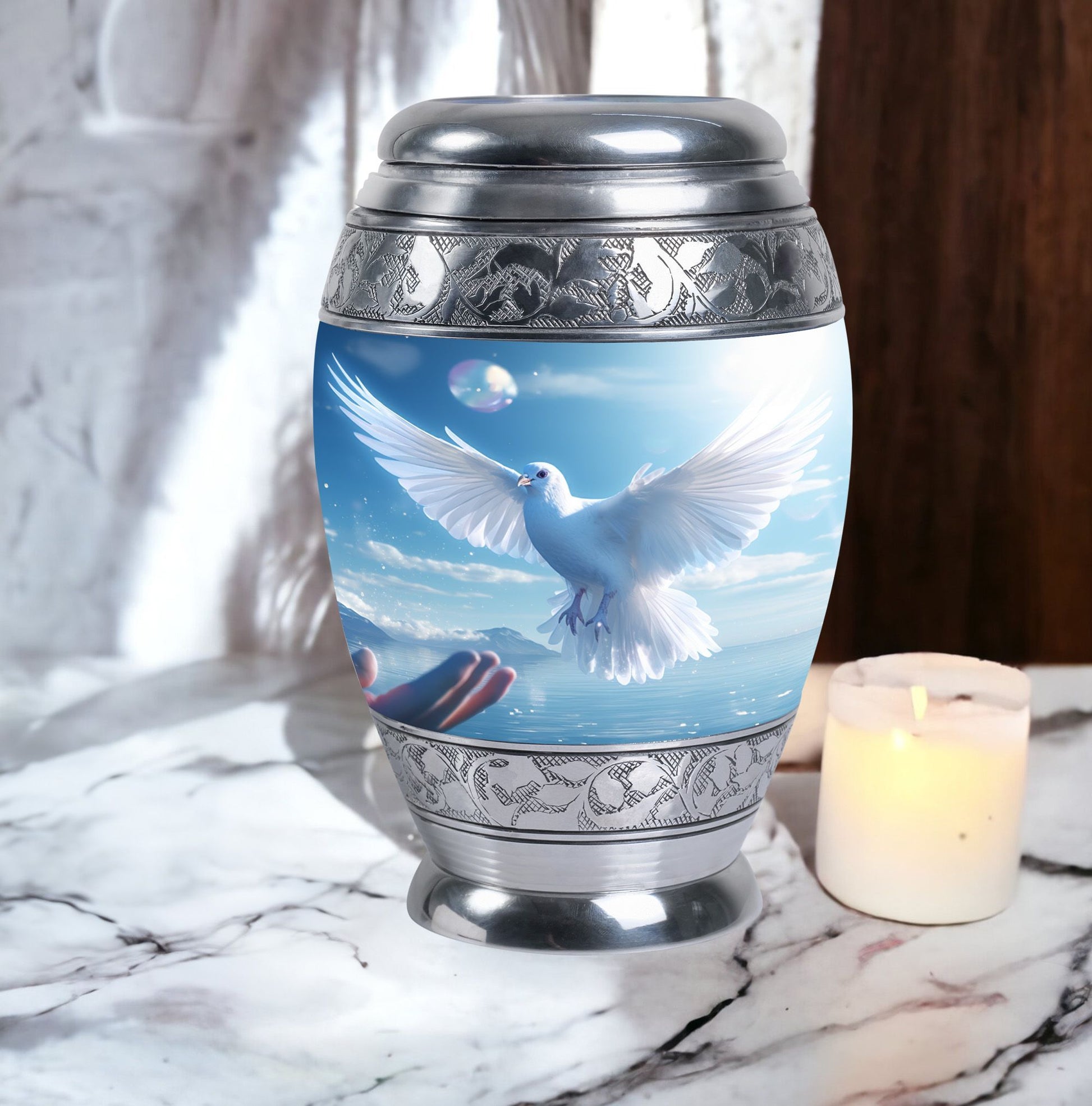 Classic Dove Urn for Human Ashes.