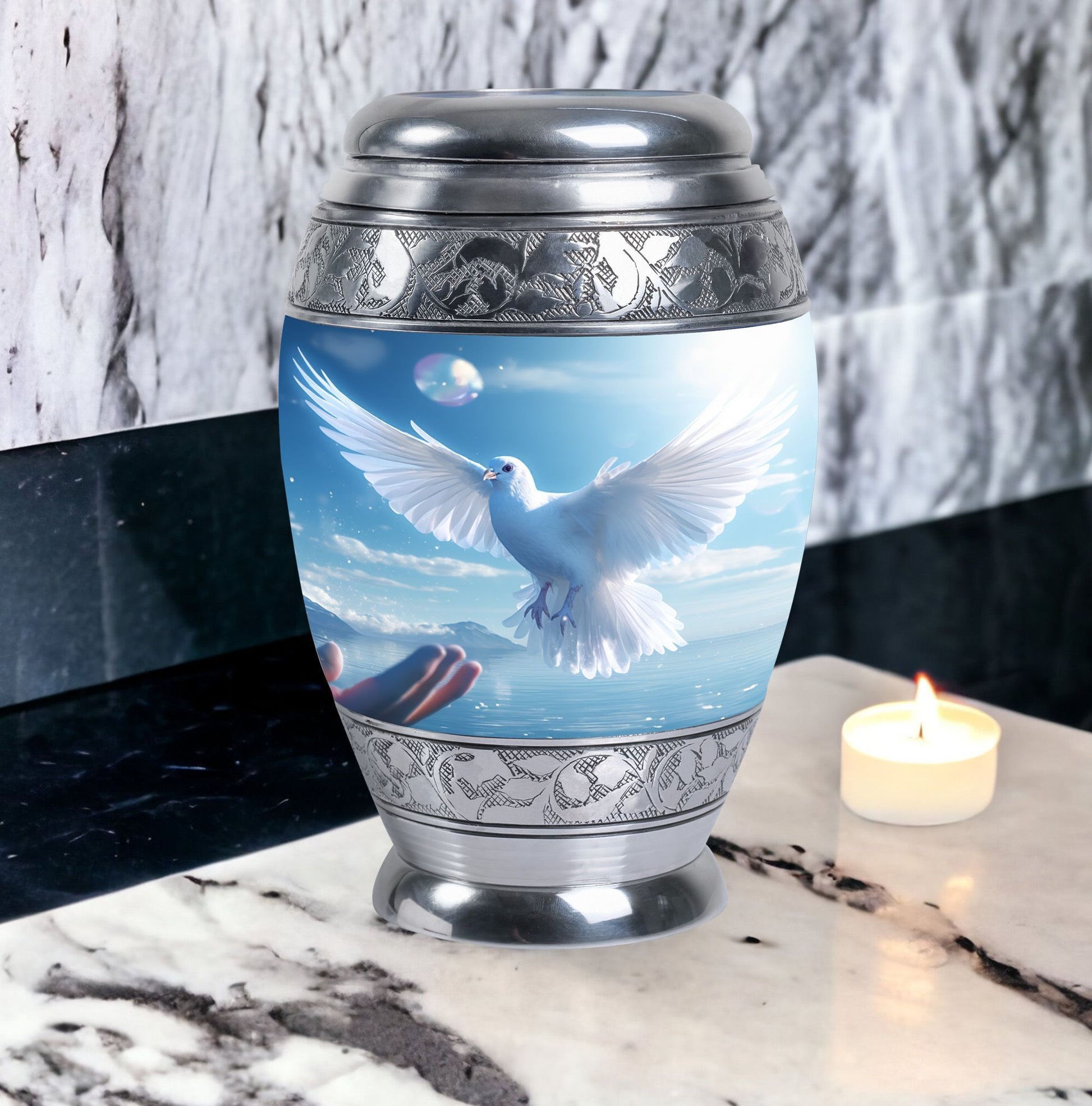 Classic Dove Urn for Human Ashes.