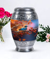 Blue Sparrow Memorial Urn, Large Aluminium Urn for Ashes.