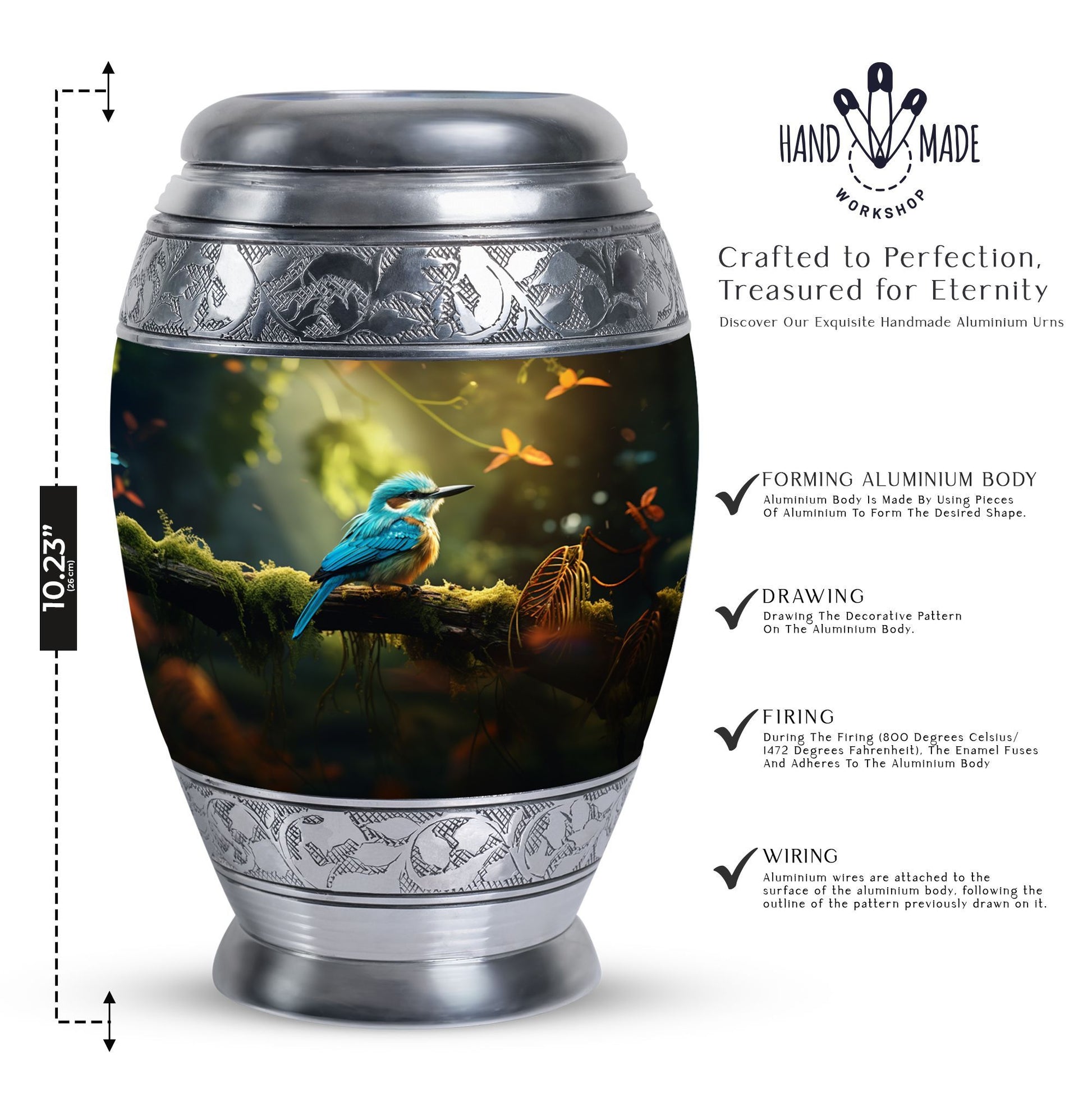 Blue Sparrow 3-inch Classic Urn, memorial urn for ashes