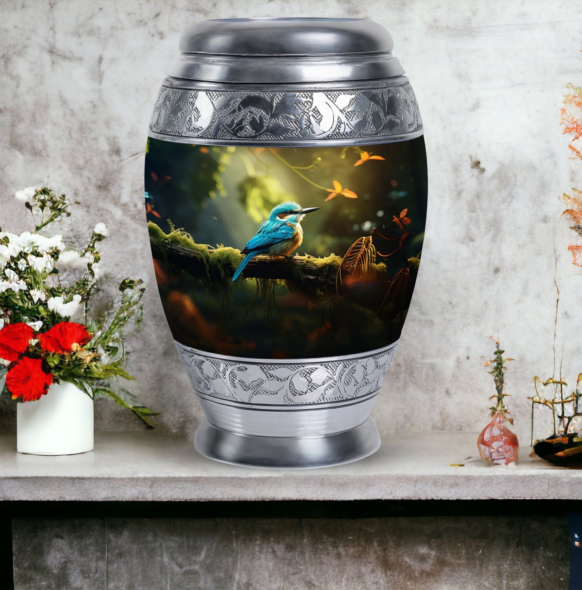 Blue Sparrow 3-inch Classic Urn, memorial urn for ashes