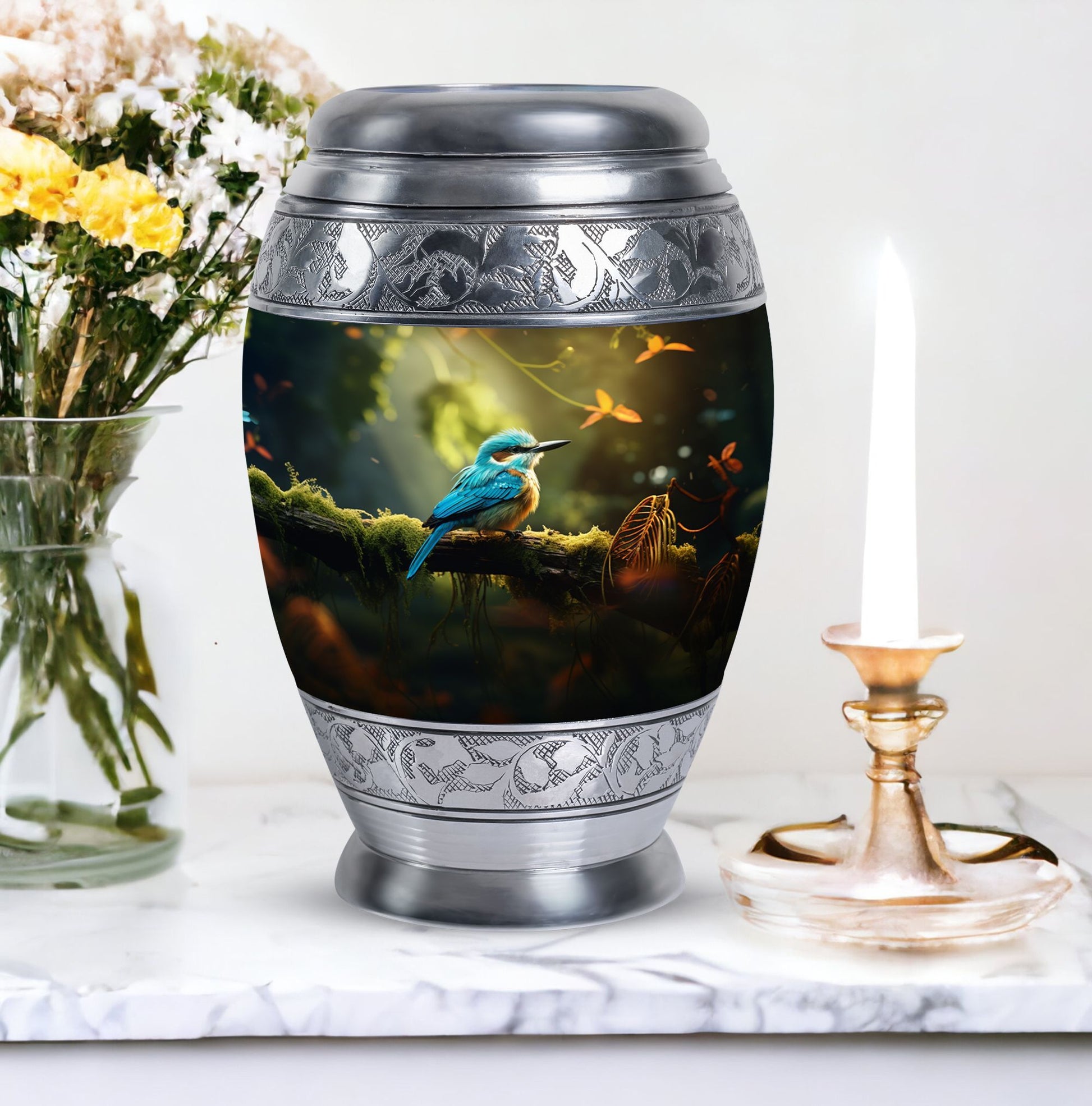 Blue Sparrow 3-inch Classic Urn, memorial urn for ashes