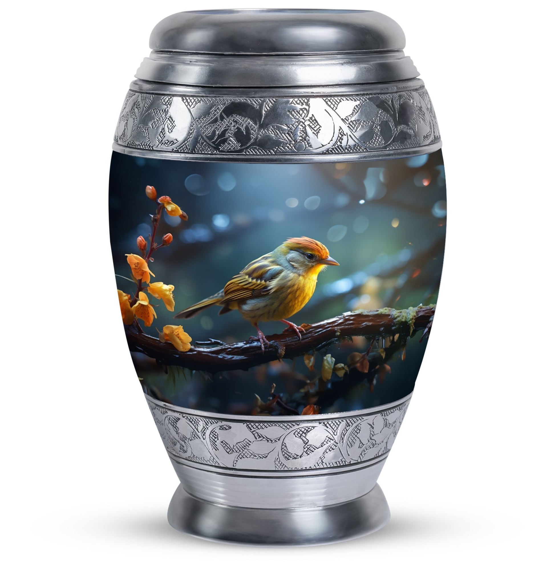 Classic Yellow Sparrow Cremation Urn.