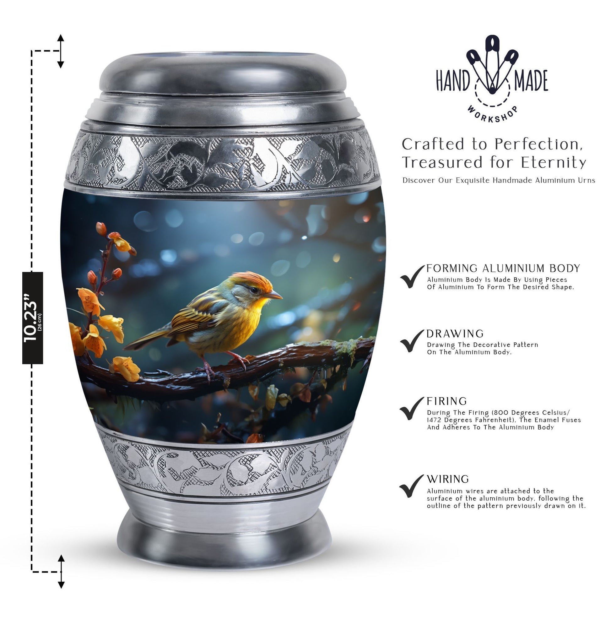 Classic Yellow Sparrow Cremation Urn.