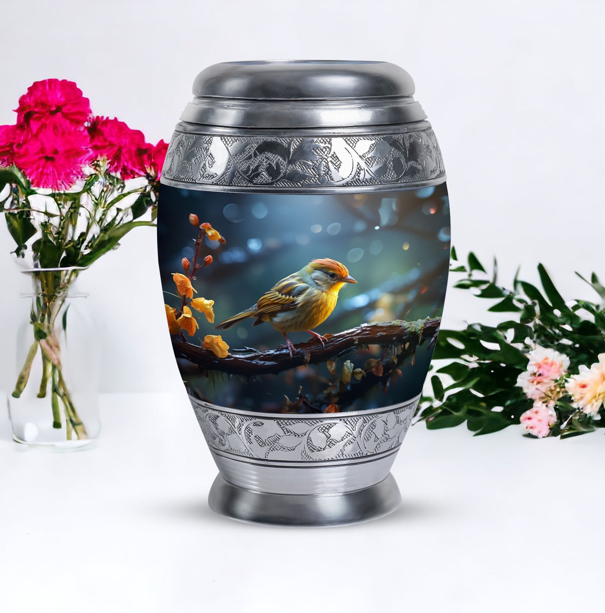 Classic Yellow Sparrow Cremation Urn.