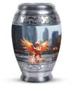 Phoenix Memorial Urn, classic cremation urn in aluminium.