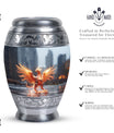 Phoenix Memorial Urn, classic cremation urn in aluminium.