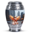 Phoenix Memorial Urn, classic cremation urn in aluminium.