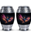 Colorful phoenix urn for human ashes, personalized.