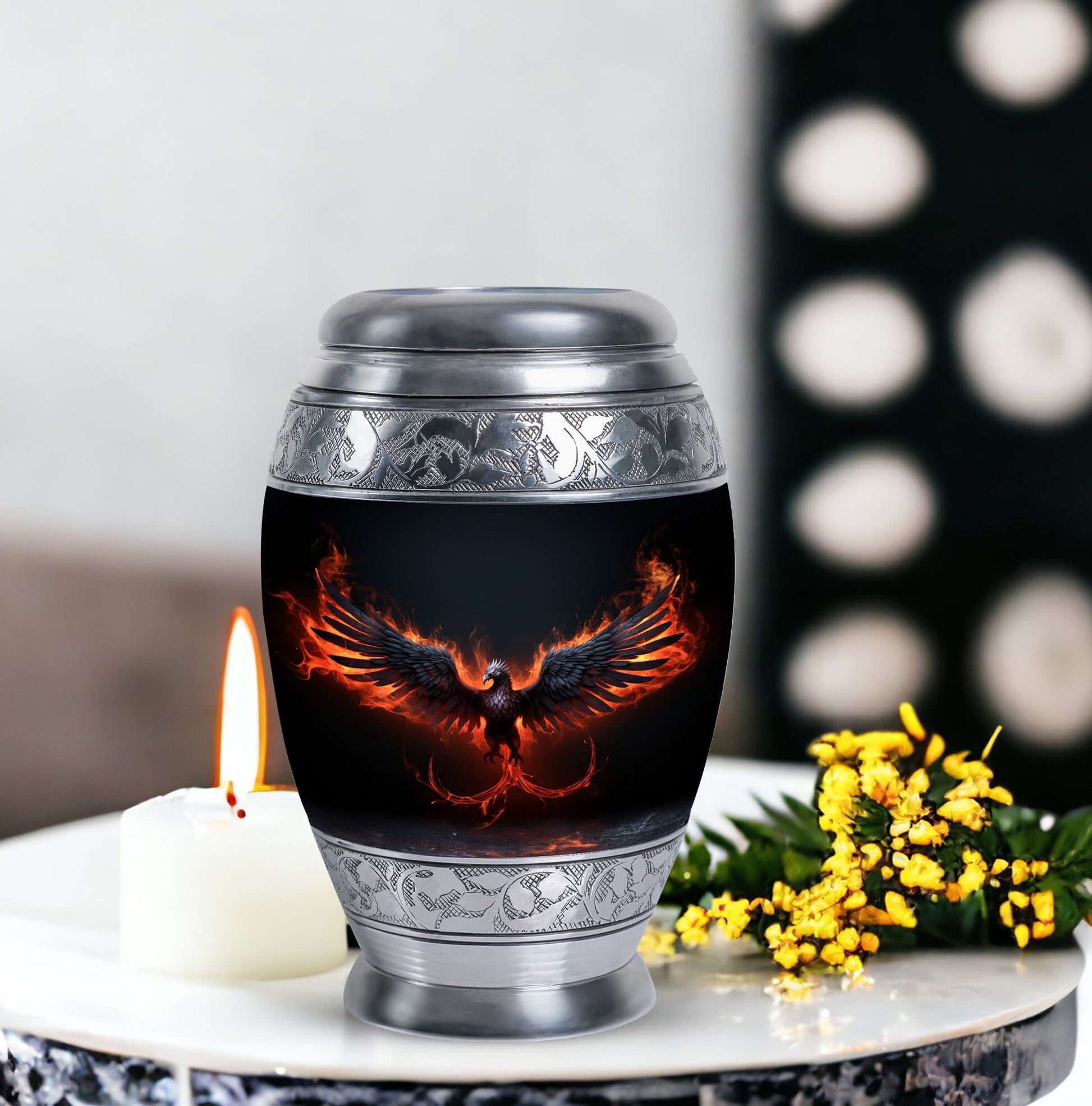 Black Phoenix Memorial Urn.