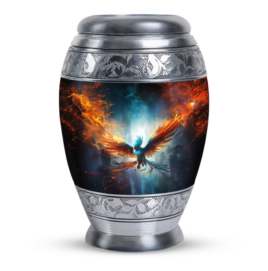 Classic 3-inch Blue Phoenix Cremation Urn For Ashes.