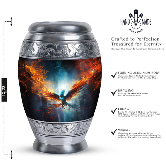 Classic 3-inch Blue Phoenix Cremation Urn For Ashes.