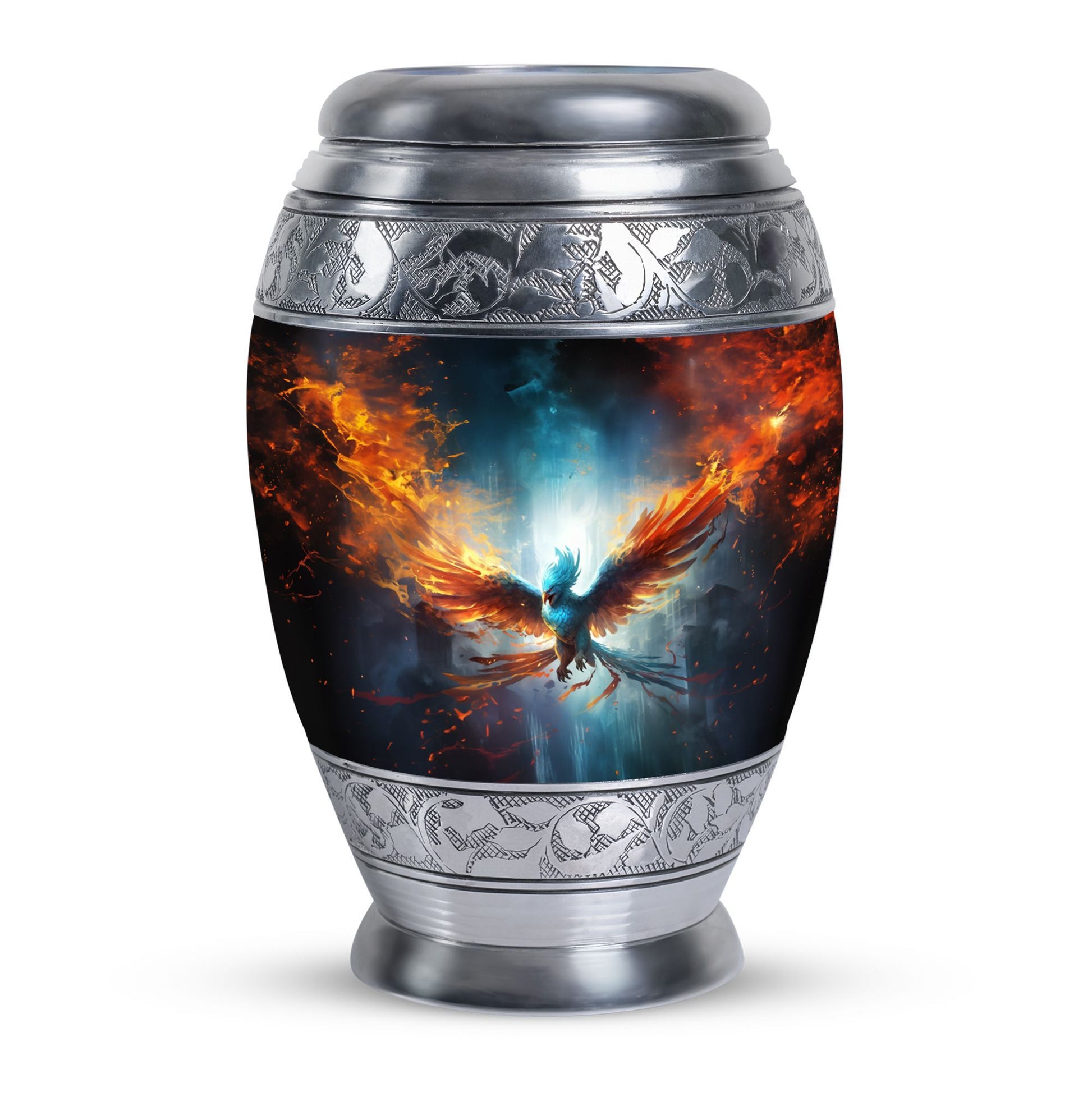 Classic 3-inch Blue Phoenix Cremation Urn For Ashes.