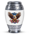 Classic urn featuring an eagle with an American flag.