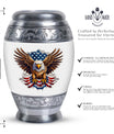 Classic urn featuring an eagle with an American flag.