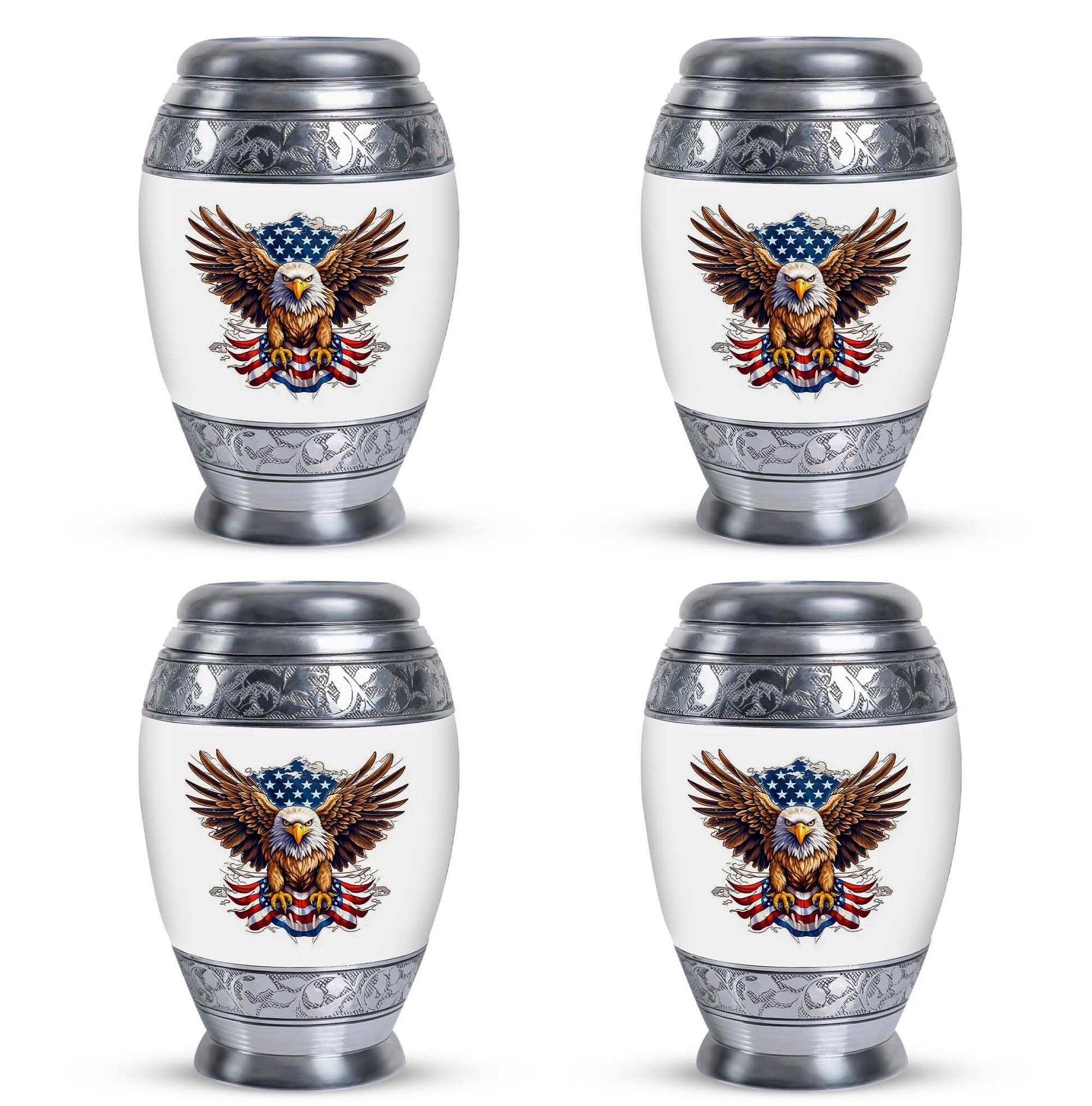 Classic urn featuring an eagle with an American flag.