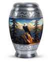 Eagle in mountains Cremation Urn of aluminum for human ashes