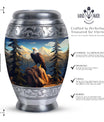 Eagle in mountains Cremation Urn of aluminum for human ashes