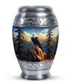 Eagle in mountains Cremation Urn of aluminum for human ashes