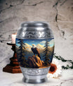 Eagle in mountains Cremation Urn of aluminum for human ashes