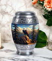 Eagle in mountains Cremation Urn of aluminum for human ashes