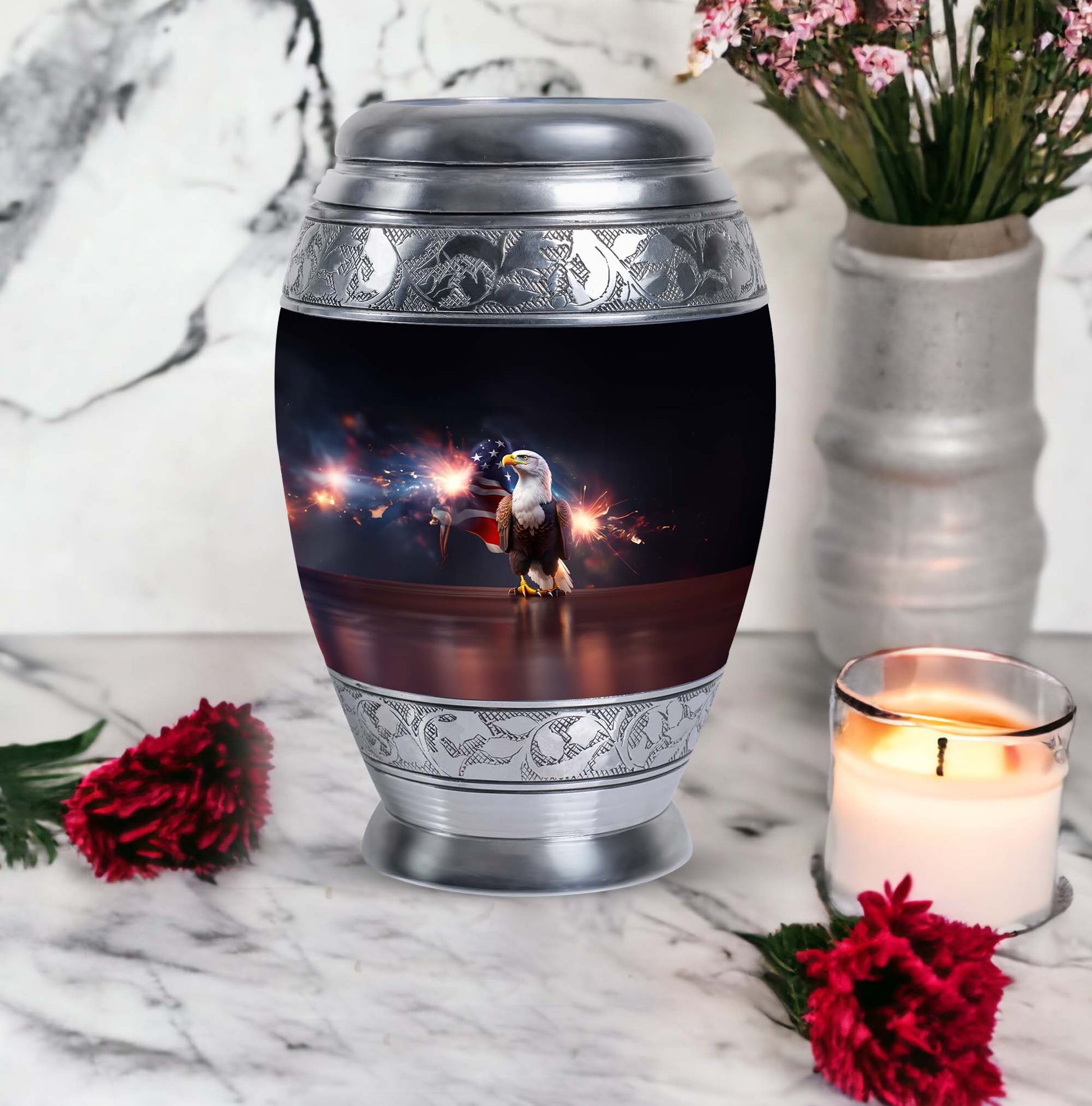 Classic Eagle Urn for Ashes in Aluminium, Personalizable