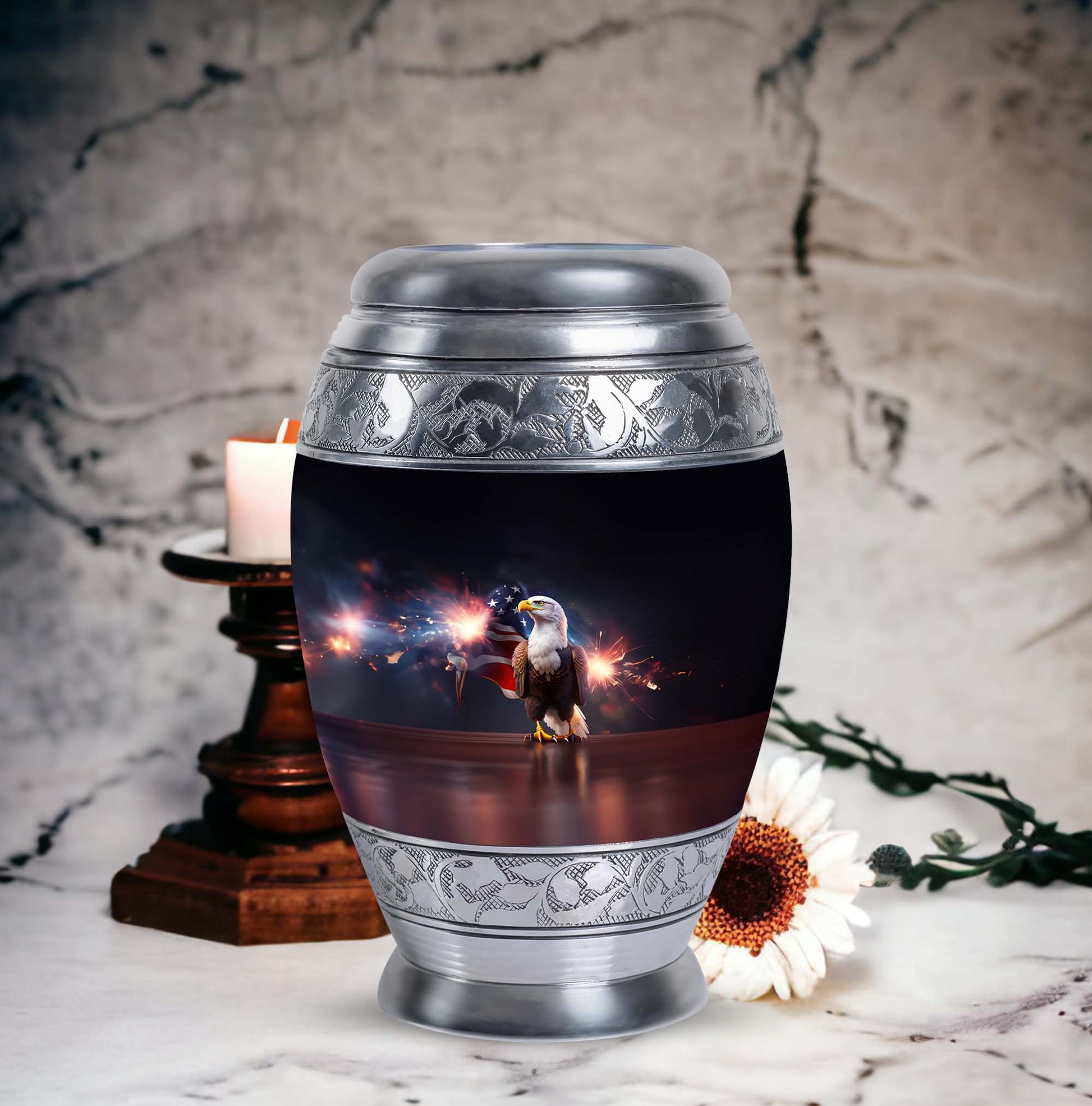 Classic Eagle Urn for Ashes in Aluminium, Personalizable