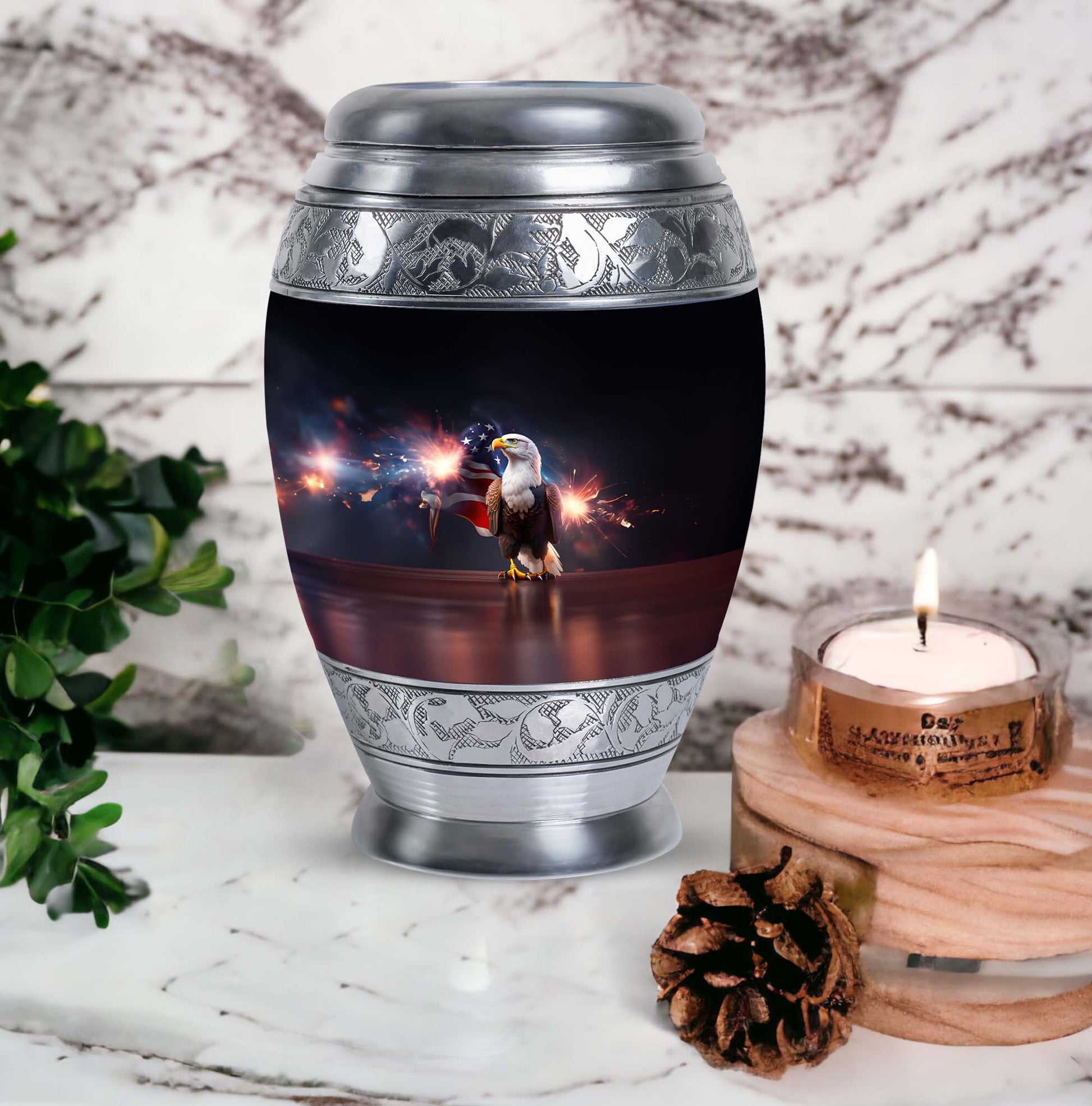 Classic Eagle Urn for Ashes in Aluminium, Personalizable