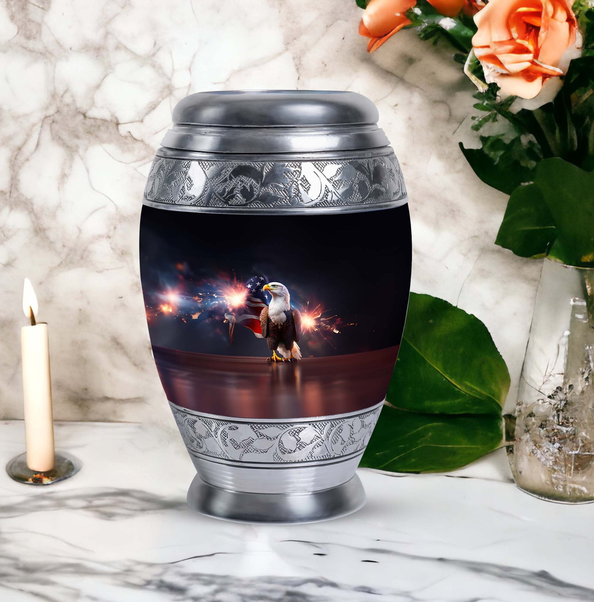 Classic Eagle Urn for Ashes in Aluminium, Personalizable