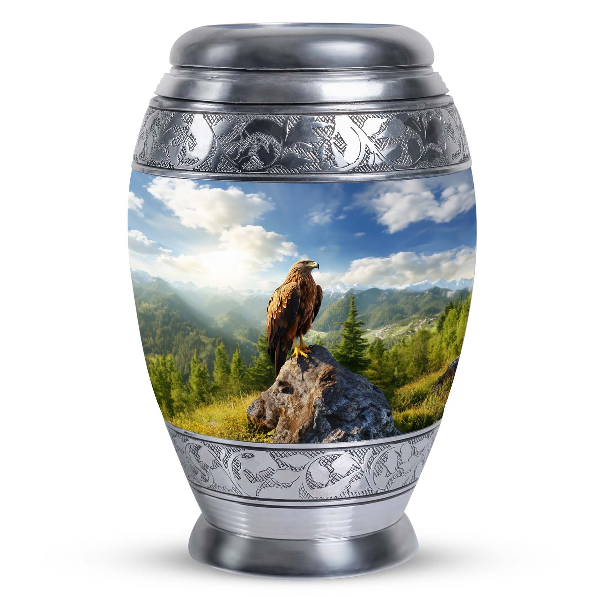 Eagle Memorial Urn, a classic large aluminium cremation urn.