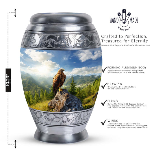 Eagle Memorial Urn, a classic large aluminium cremation urn.