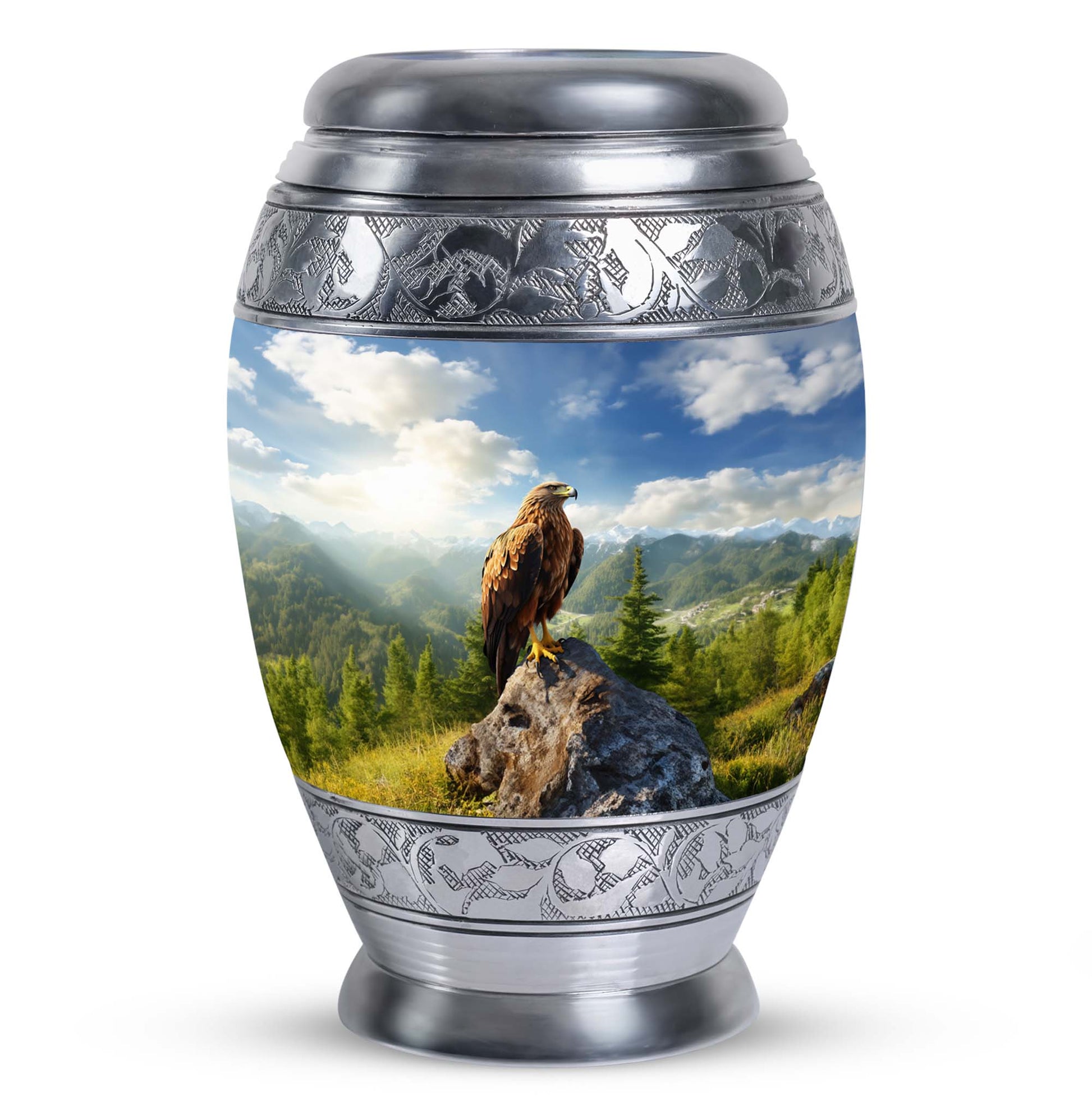 Eagle Memorial Urn, a classic large aluminium cremation urn.