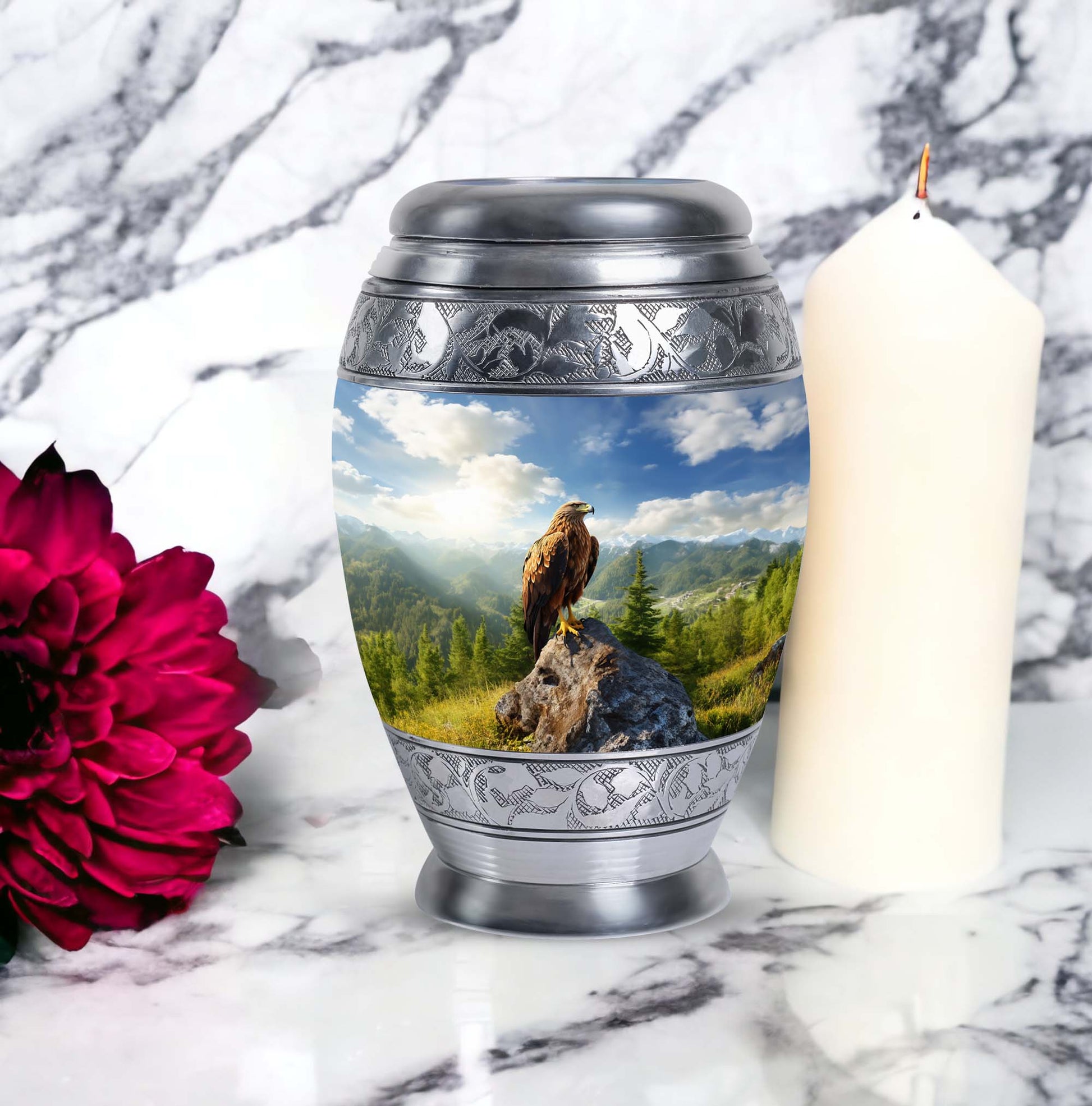 Eagle Memorial Urn, a classic large aluminium cremation urn.