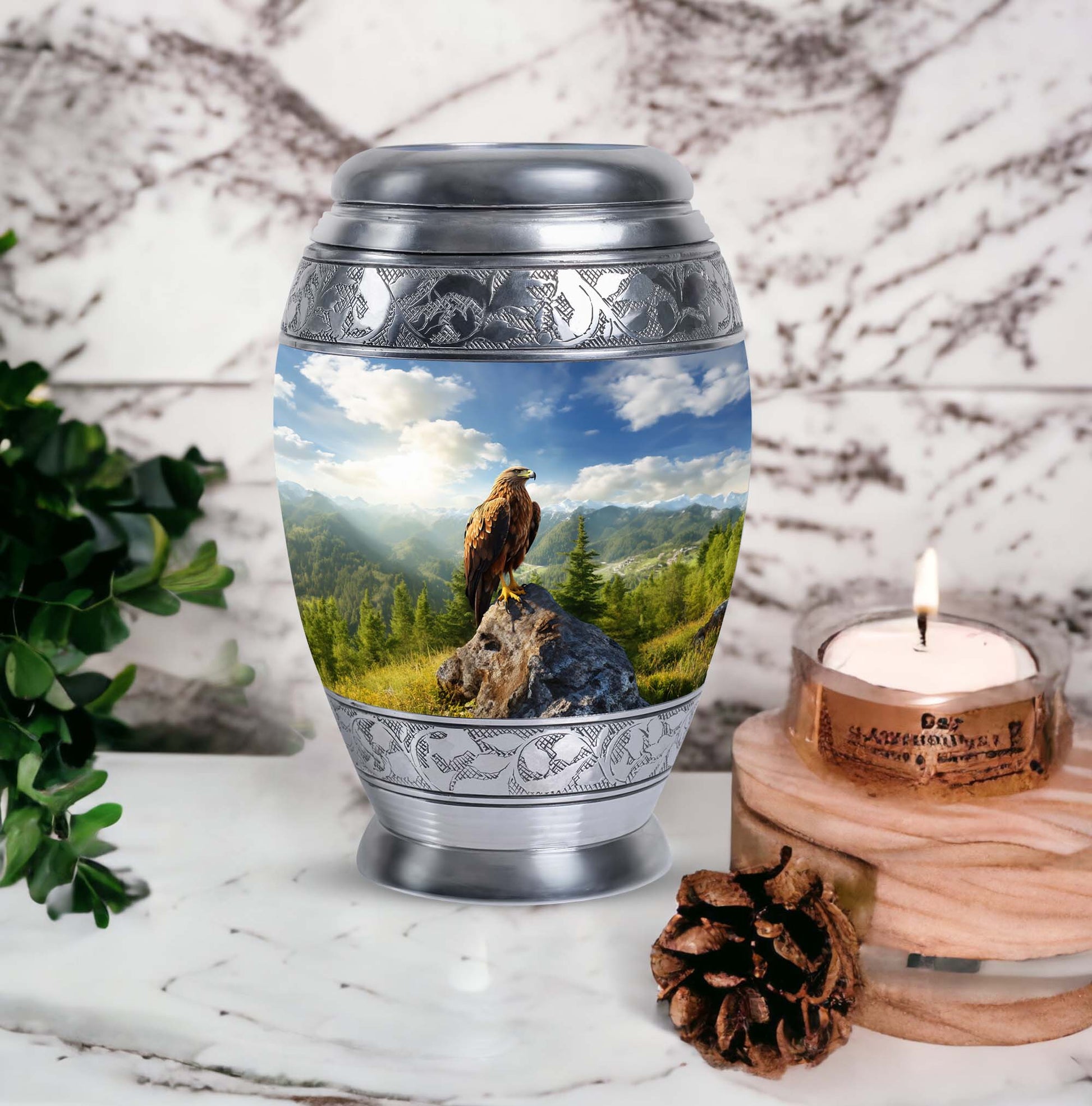 Eagle Memorial Urn, a classic large aluminium cremation urn.