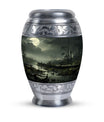 Unique Moonlit Funeral Urn for adult ashes in green, large burial urn particularly suitable for men and women