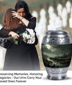 Unique Moonlit Funeral Urn for adult ashes in green, large burial urn particularly suitable for men and women