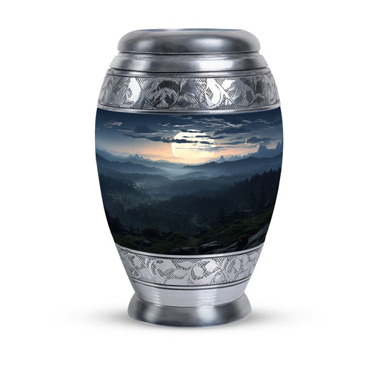 Large black burial urn designed for comforting remembrance, ideal for human ashes, suitable for men and women