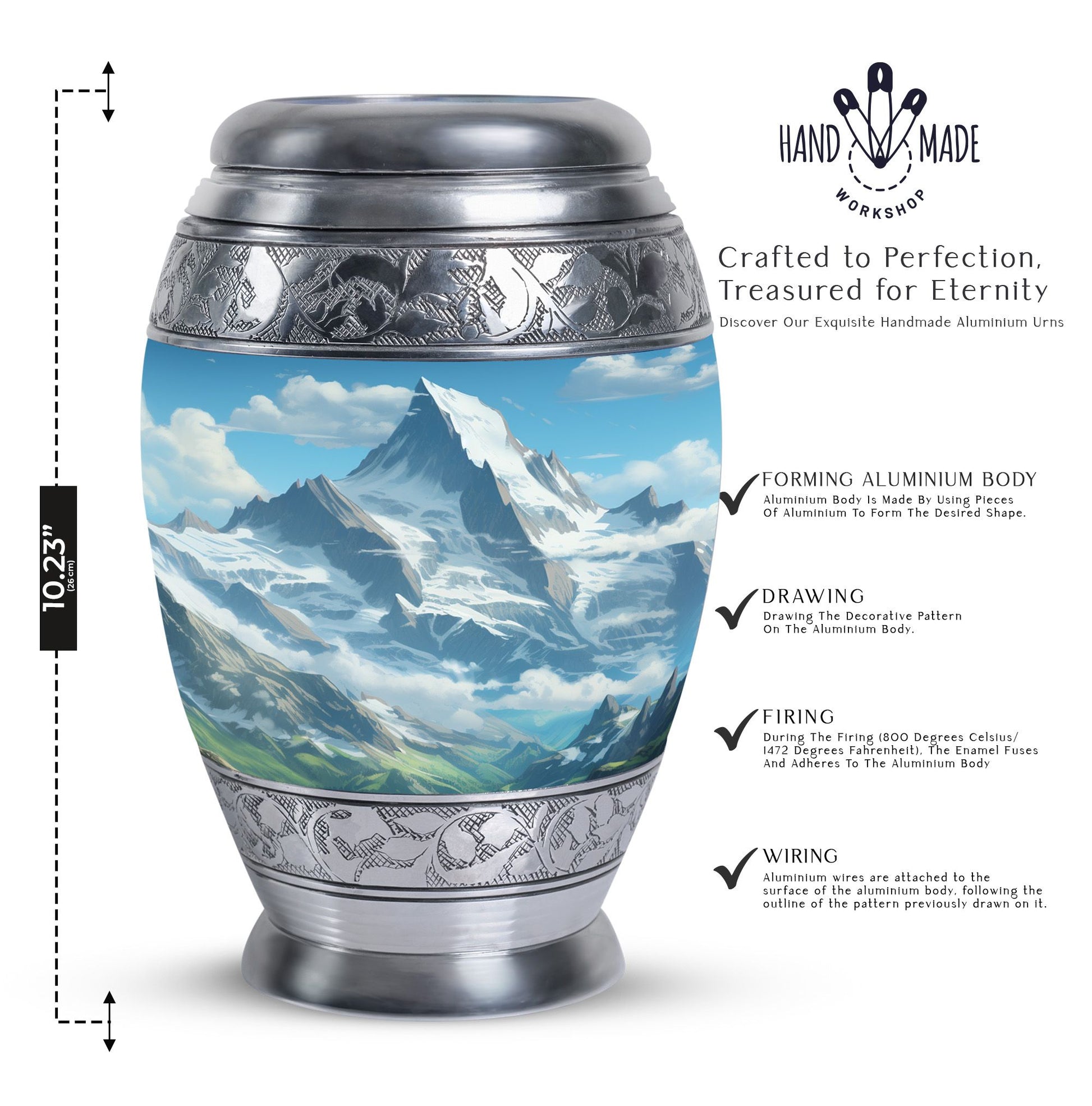 Valley cremation urn for adult man ashes, suitable for burial in ground, in unique blue color, ideal for women & mom's ashes too