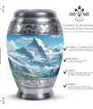 Valley cremation urn for adult man ashes, suitable for burial in ground, in unique blue color, ideal for women & mom's ashes too