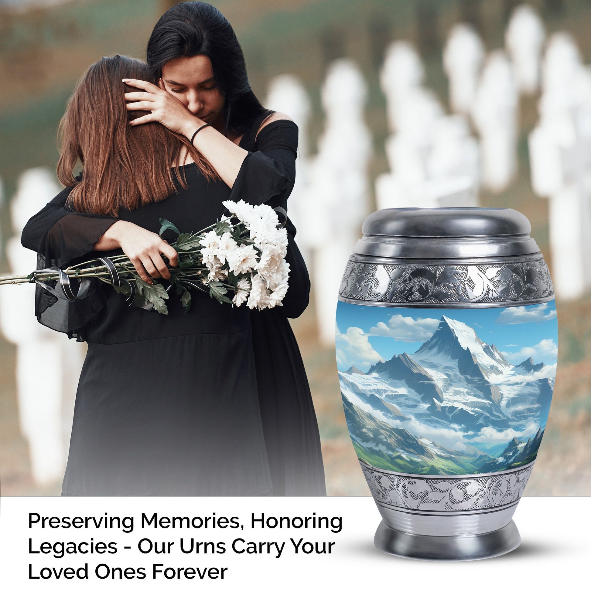 Valley cremation urn for adult man ashes, suitable for burial in ground, in unique blue color, ideal for women & mom's ashes too