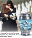 Valley cremation urn for adult man ashes, suitable for burial in ground, in unique blue color, ideal for women & mom's ashes too