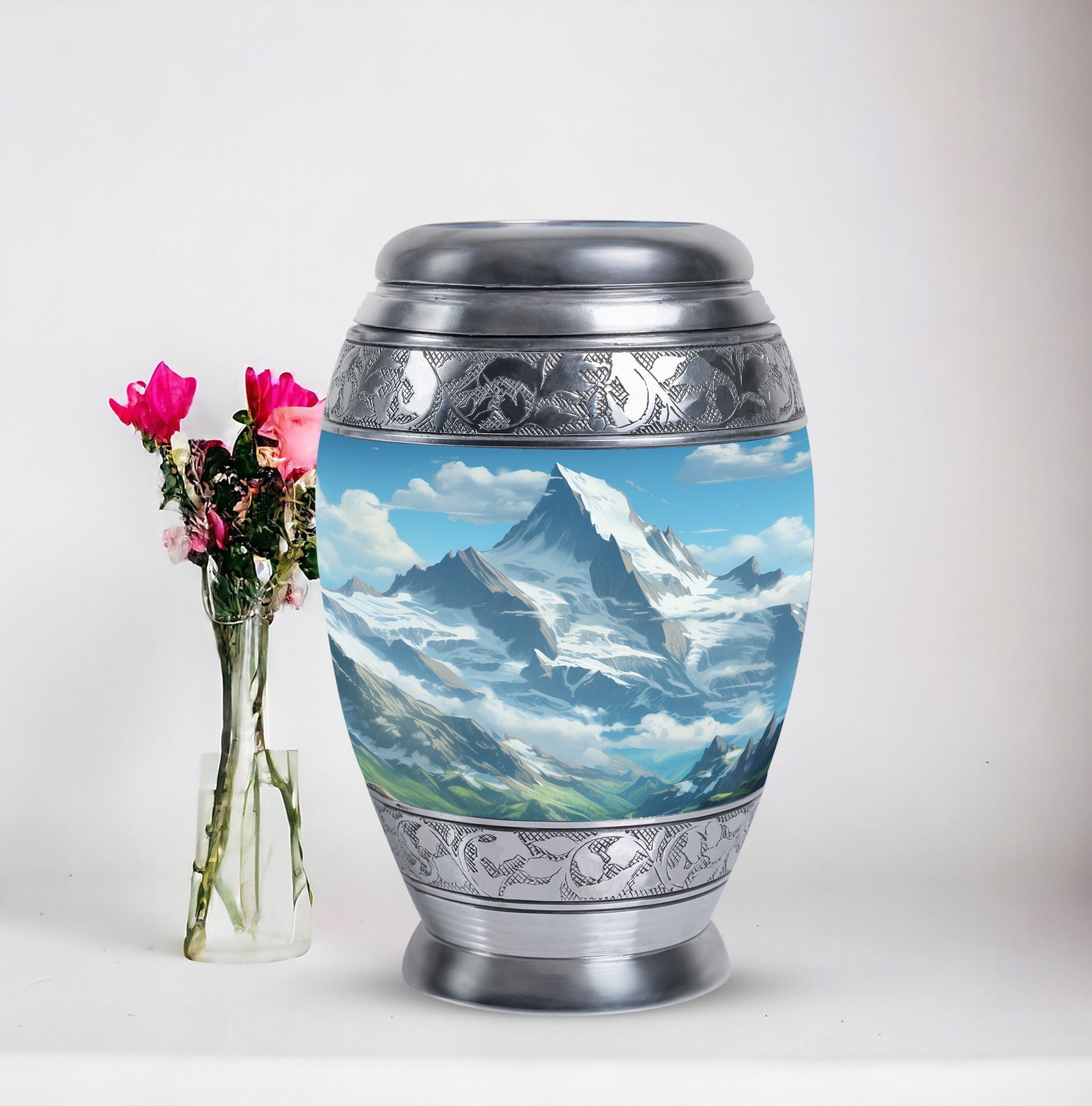 Valley cremation urn for adult man ashes, suitable for burial in ground, in unique blue color, ideal for women & mom's ashes too