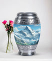 Valley cremation urn for adult man ashes, suitable for burial in ground, in unique blue color, ideal for women & mom's ashes too