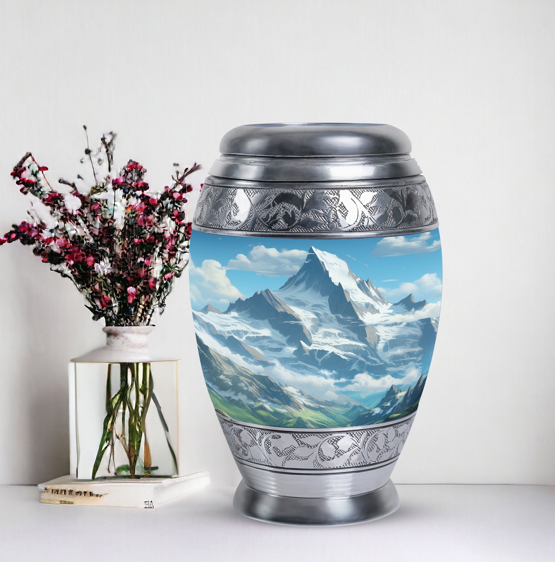 Valley cremation urn for adult man ashes, suitable for burial in ground, in unique blue color, ideal for women & mom's ashes too