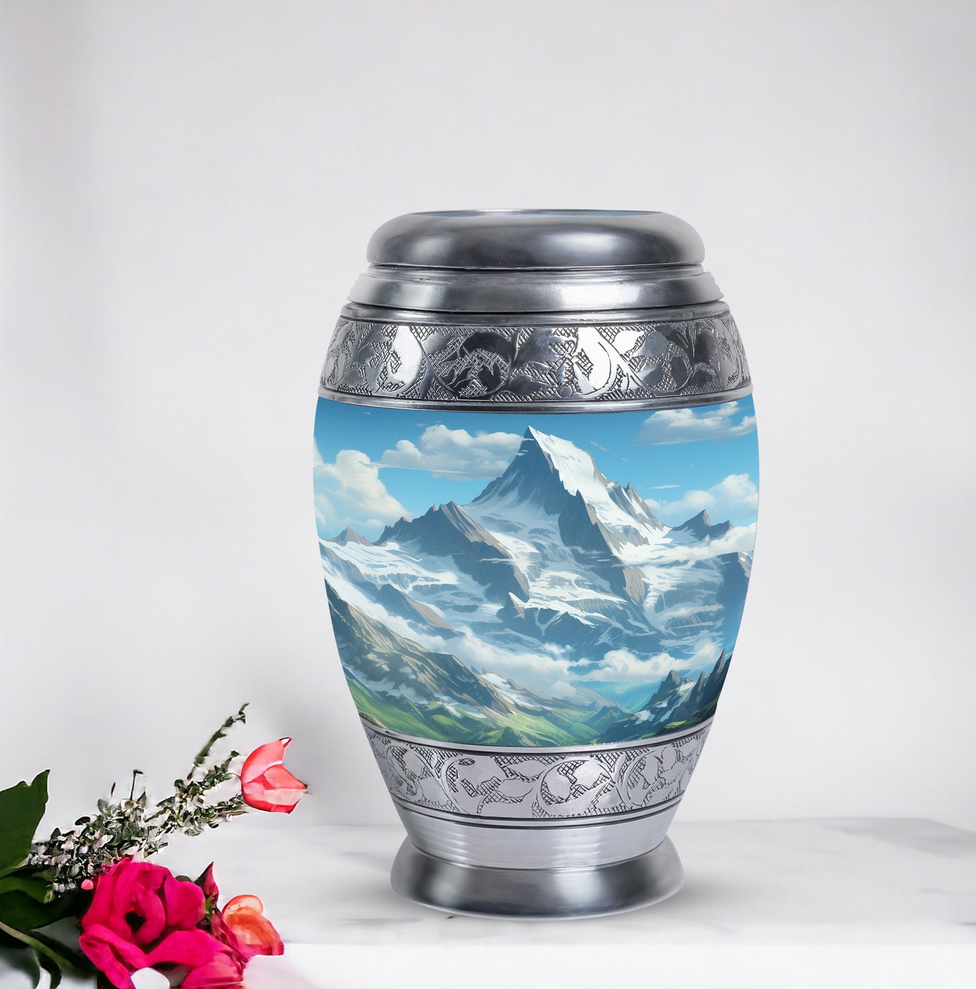 Valley cremation urn for adult man ashes, suitable for burial in ground, in unique blue color, ideal for women & mom's ashes too