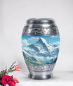 Valley cremation urn for adult man ashes, suitable for burial in ground, in unique blue color, ideal for women & mom's ashes too