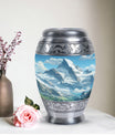 Valley cremation urn for adult man ashes, suitable for burial in ground, in unique blue color, ideal for women & mom's ashes too