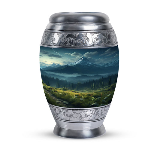 Small Mountain-themed Cremation Keepsake Urn, suitable for Ashes of Adult Male or Mom