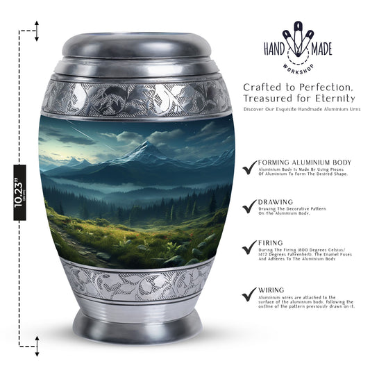 Small Mountain-themed Cremation Keepsake Urn, suitable for Ashes of Adult Male or Mom